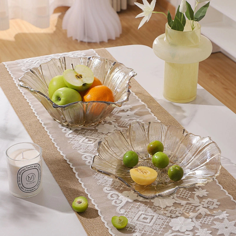 Sunflower Glass Fruit Plate – Light Luxury Style Table Decor