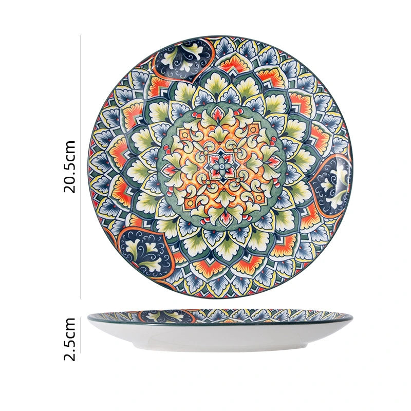 Bohemian Ceramic Tableware Bilitis Bowls And Plates Light Luxury Hand Painted Creative Household Rice Bowl Soup Bowl Vegetable Plate