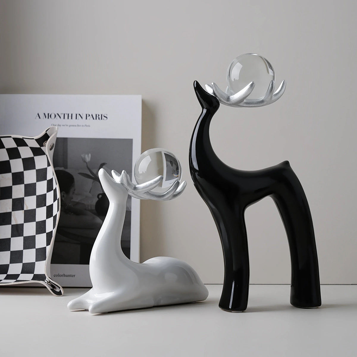 Crystal Deer Black and White Set