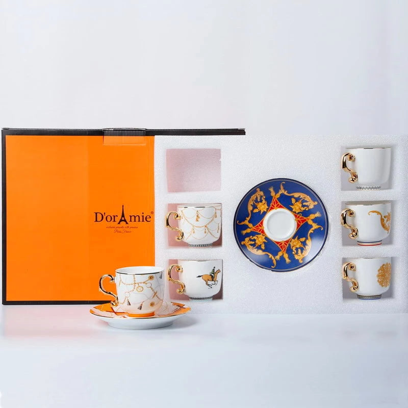 Brand D'oramie Turkish Coffee Cup Set – 6-Piece Ceramic Espresso