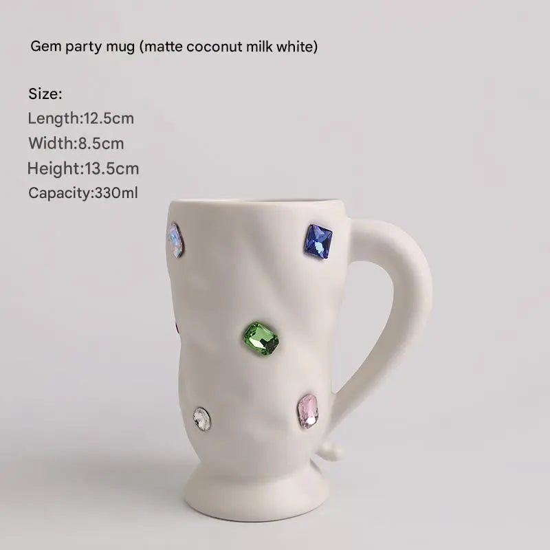 كوب Gem Sweet Cool Feng Shui - حليب جوز الهند الأبيض غير اللامع