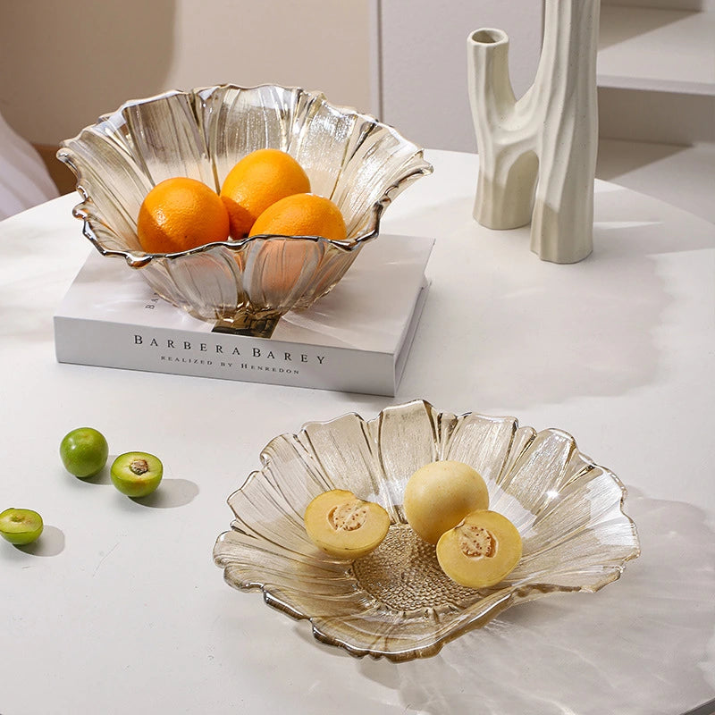 Sunflower Glass Fruit Plate – Light Luxury Style Table Decor