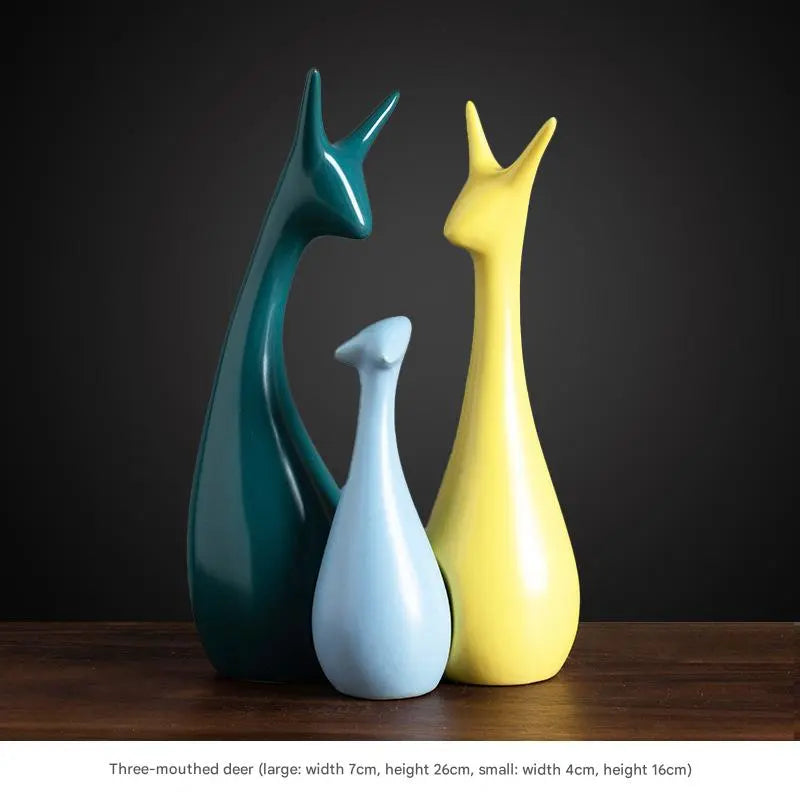 Frosted Three-Deer Figurine