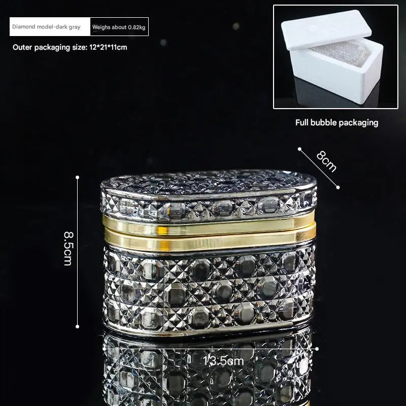 Jewelry Display Embossed Transparent Glass Storage Box – Dust-Proof Lid