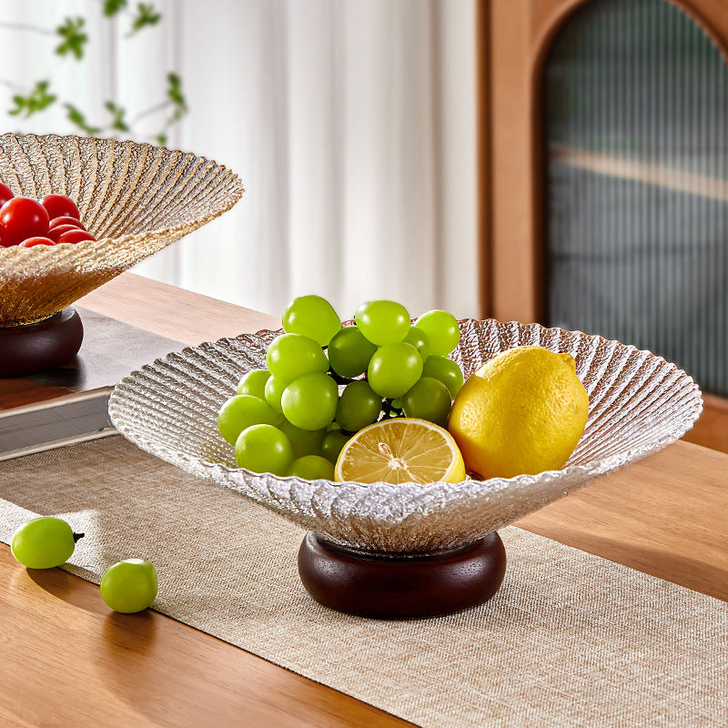 High-End Chinese Style Snack Plate Set Fruit Tray Wood Base