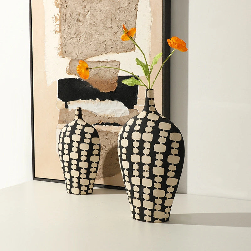 Black and White Narrow Mouth Vases