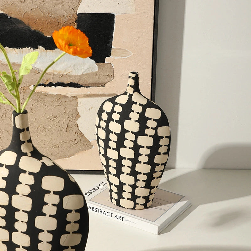 Black and White Narrow Mouth Vases