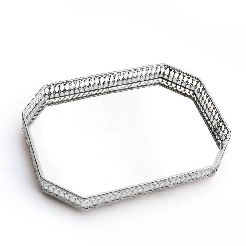 Silver Metal Luxury Mirror Tray