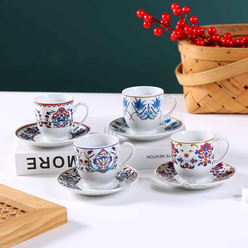Light Luxury Turkish Coffee Cups & Saucers – Set of Six