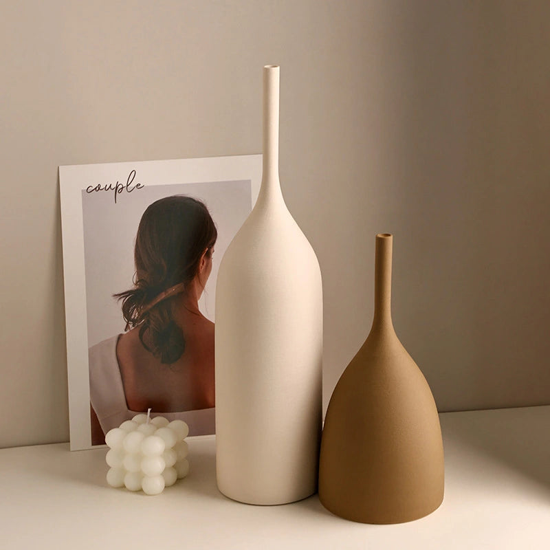 Hand-Brushed Ceramic Vase – Morandi-Style