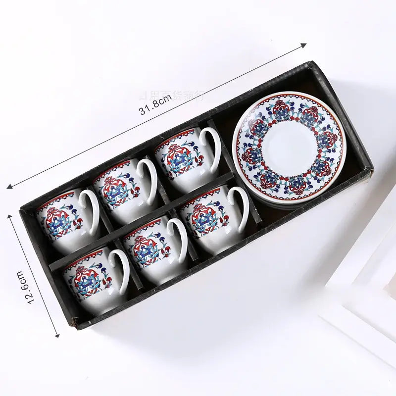 Light Luxury Turkish Coffee Cups & Saucers – Set of Six