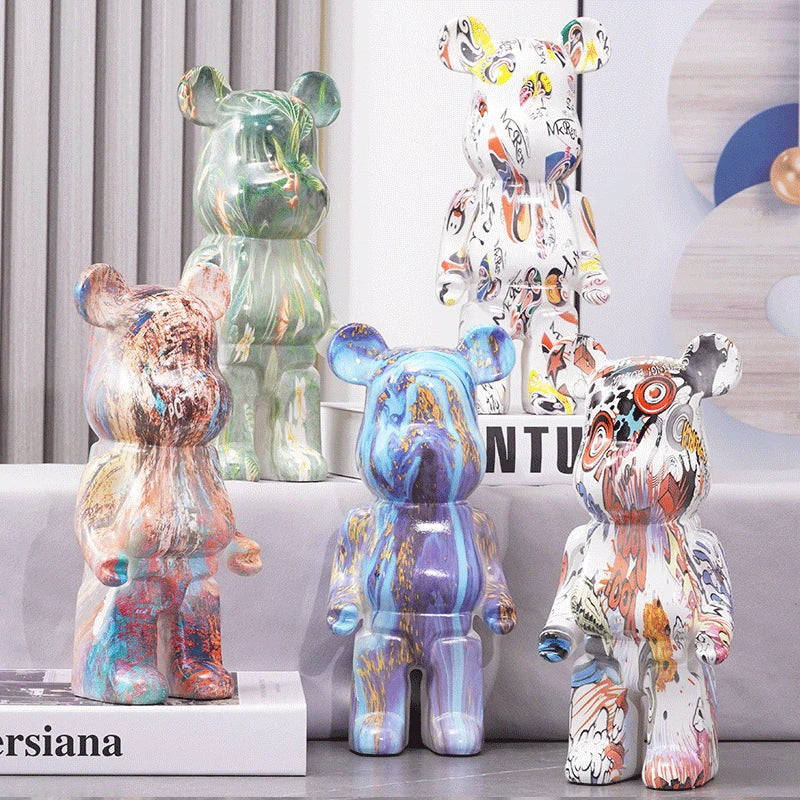 Bearbrick-Style Porcelain Figurine – 28CM Decorative Money Bank