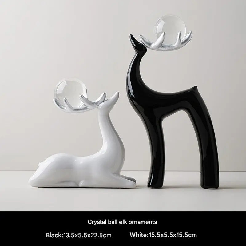 Crystal Deer Black and White Set