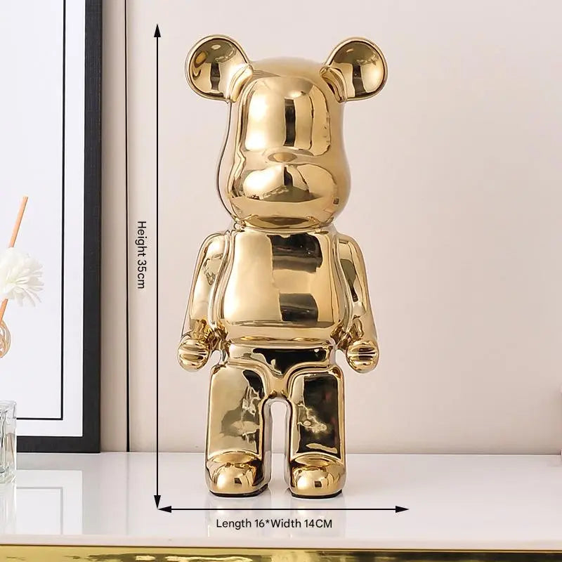 Bearbrick-Style Porcelain Figurine – 35CM Decorative Money Bank