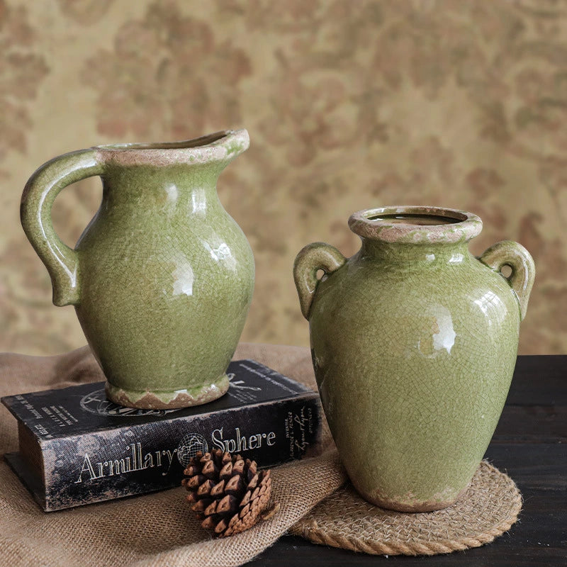 Dark Green Vintage Hydroponic Flower Vase