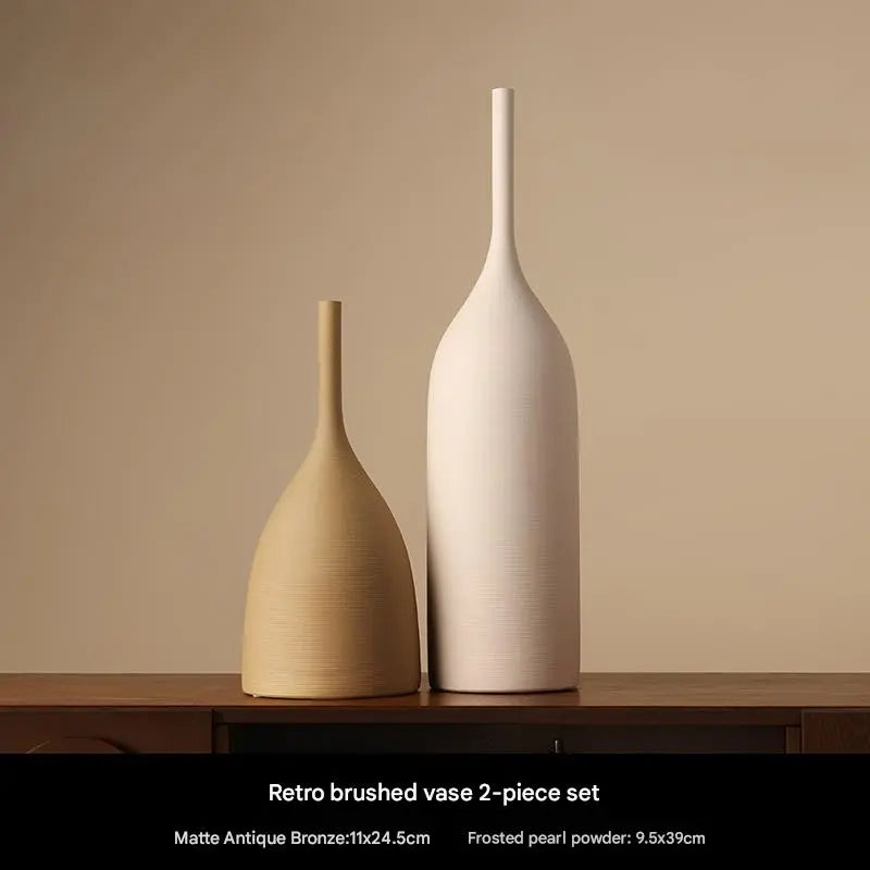 Hand-Brushed Ceramic Vase – Morandi-Style