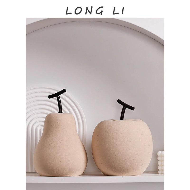 Apple & Pear Ornaments Ceramic Beige