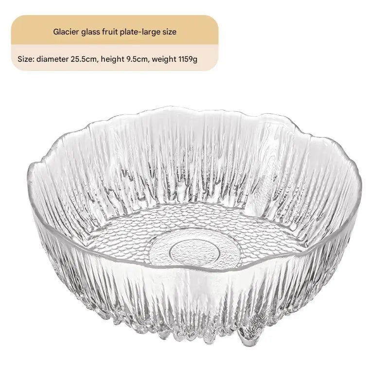 Crystal-Clear Glass Fruit Bowl – Light Luxury Tableware for Salads & Fruits