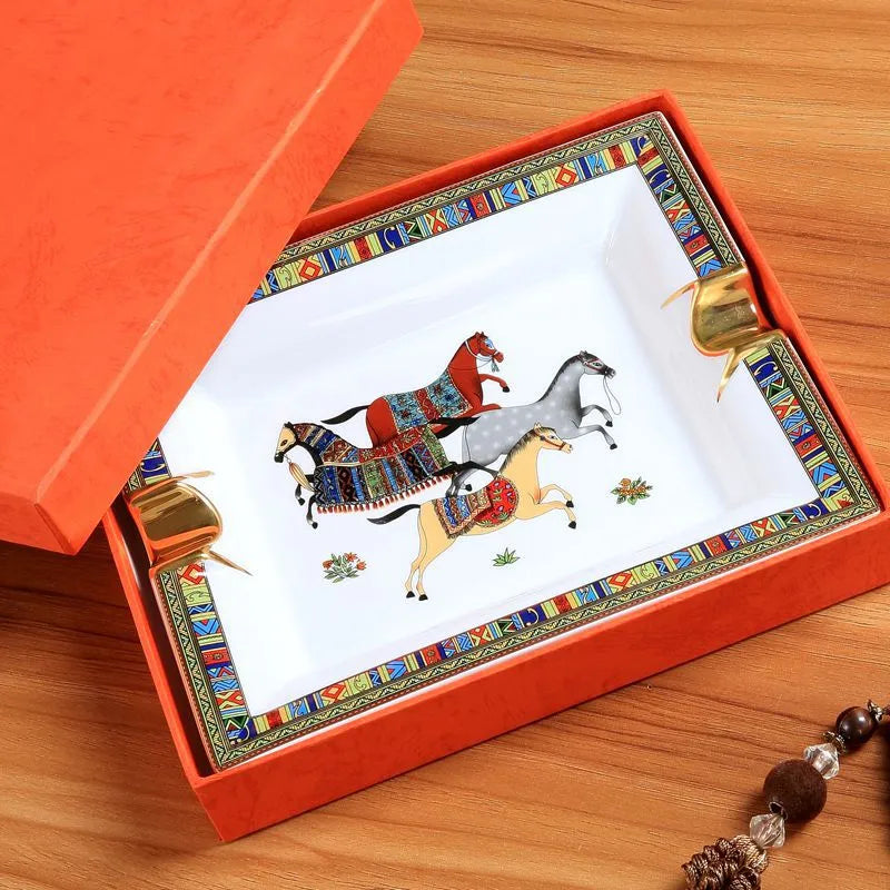 Herrmes and Verrsace Ceramic Ashtray Rectangle