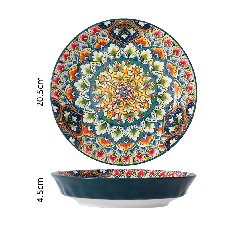 Bohemian Ceramic Tableware Bilitis Bowls And Plates Light Luxury Hand Painted Creative Household Rice Bowl Soup Bowl Vegetable Plate