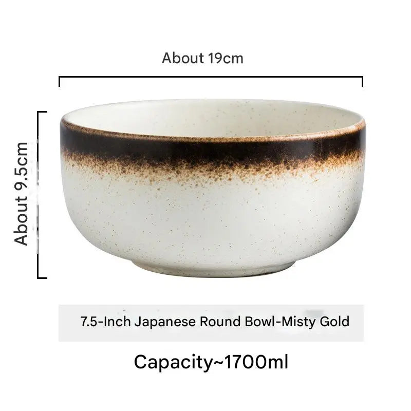 Japanese Porcelain Color Glazed Noddle Pottery Soup Dessert Rice Salad Bowls