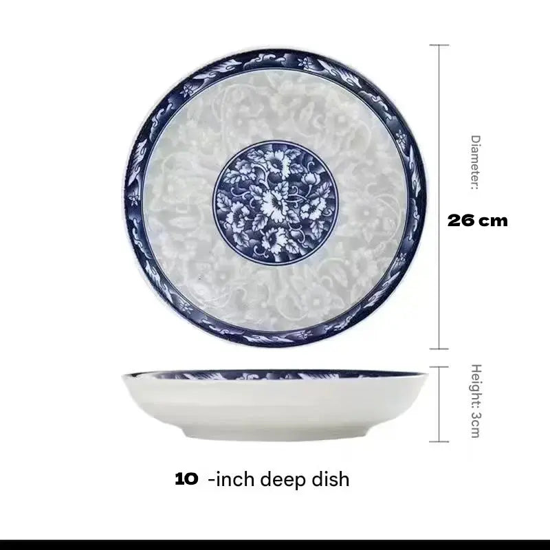 Bohemian Blue Ceramic Bowl with Spoon Gift box Set Porcelain