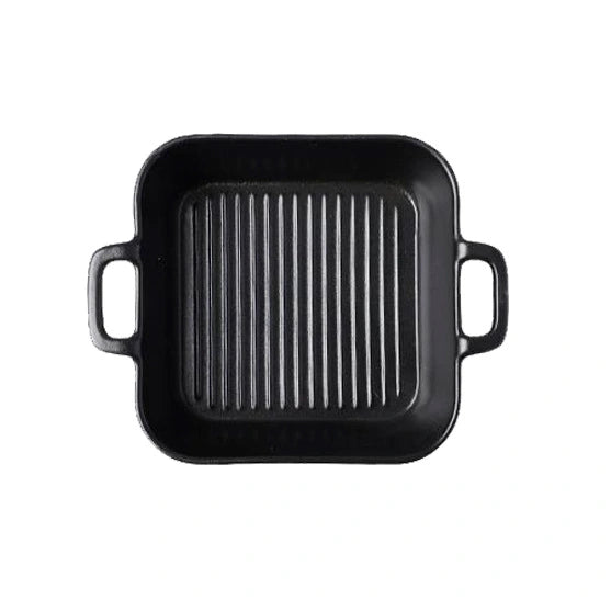 Japanese Creative Double Ear Ceramic Household Oven Tray Microwave Oven Baking Tray Cheese Baked Rice Tray Direction Matte Black Tray