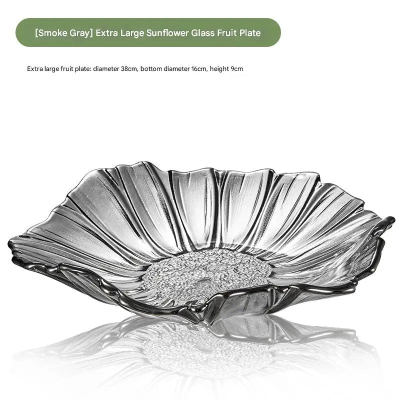 Sunflower Glass Fruit Plate – Light Luxury Style Table Decor