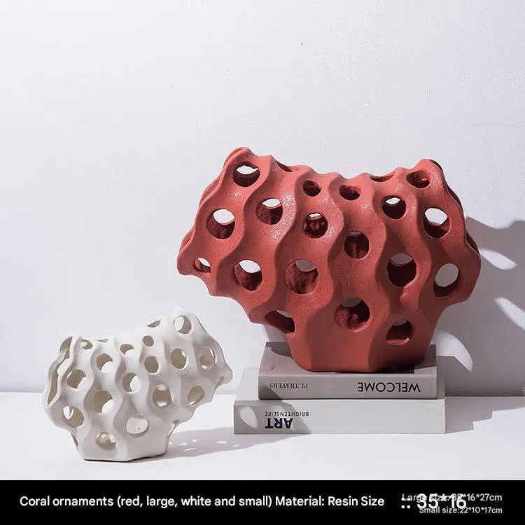 Modern Minimalist Coral Geometric dinosaur Ornaments – Resin