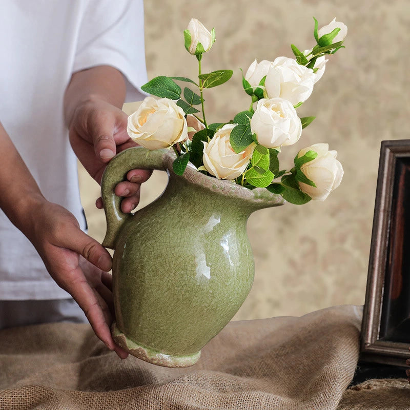 Dark Green Vintage Hydroponic Flower Vase