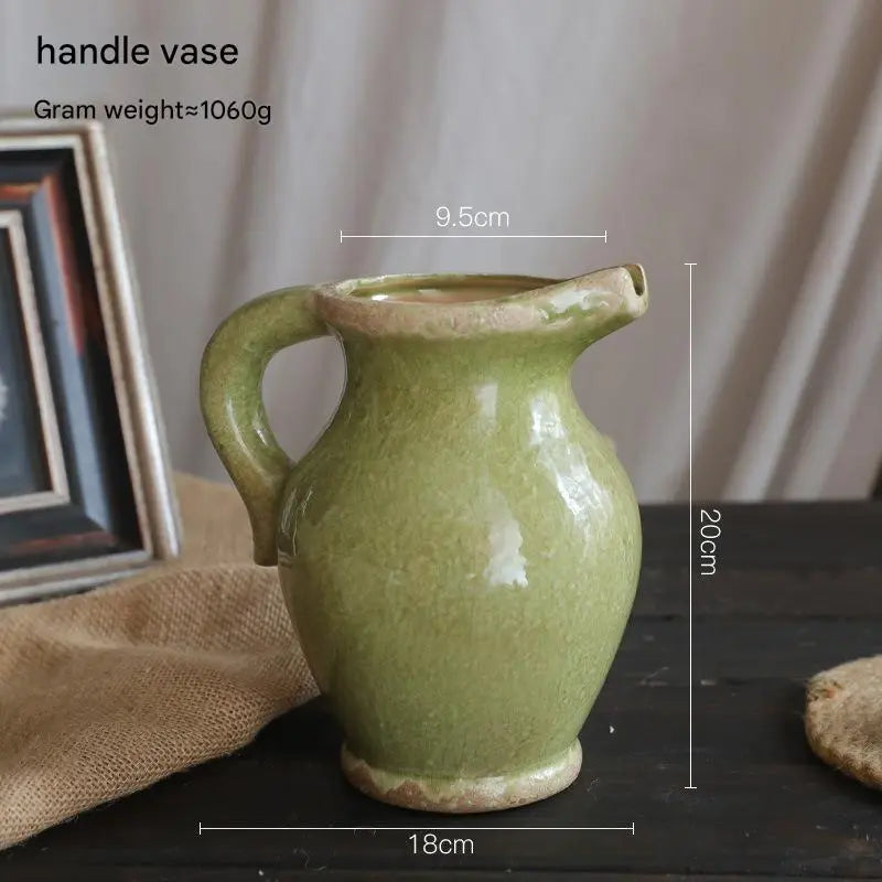 Dark Green Vintage Hydroponic Flower Vase