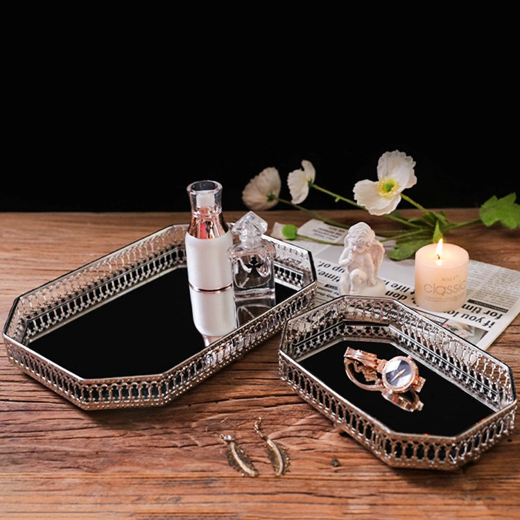 Silver Metal Luxury Mirror Tray