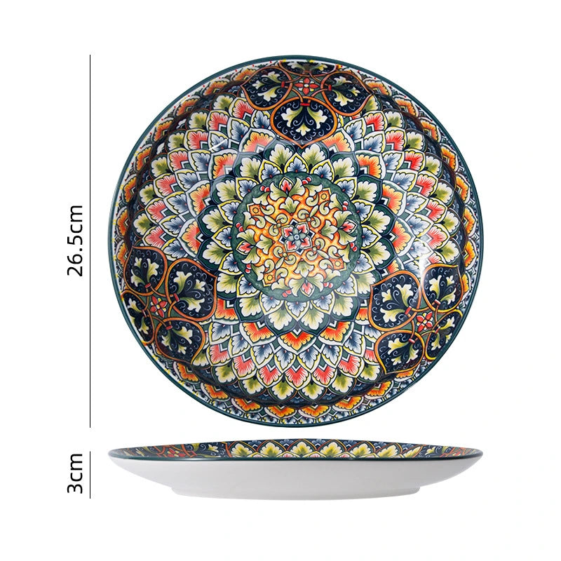 Bohemian Ceramic Tableware Bilitis Bowls And Plates Light Luxury Hand Painted Creative Household Rice Bowl Soup Bowl Vegetable Plate
