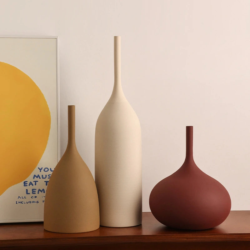 Hand-Brushed Ceramic Vase – Morandi-Style