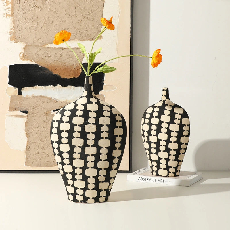 Black and White Narrow Mouth Vases