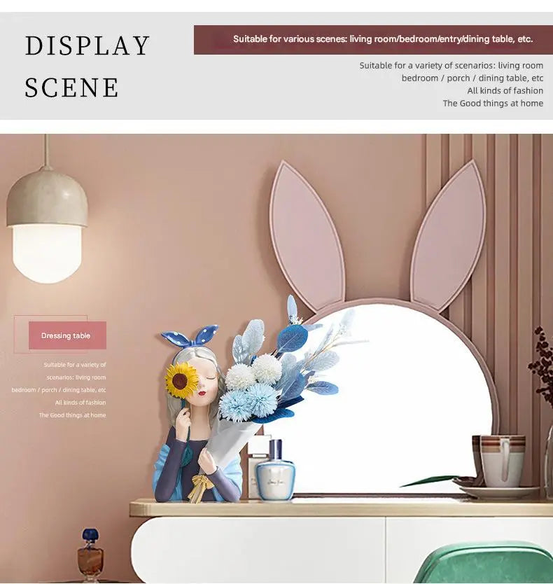 Sunflower Girl Holding Flowers - Blue (Without Flowers)