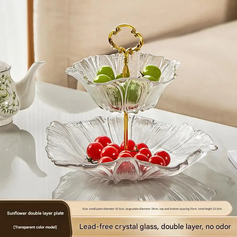 High-End Multi-Layer Glass Fruit & Snack Display Plate Transparent