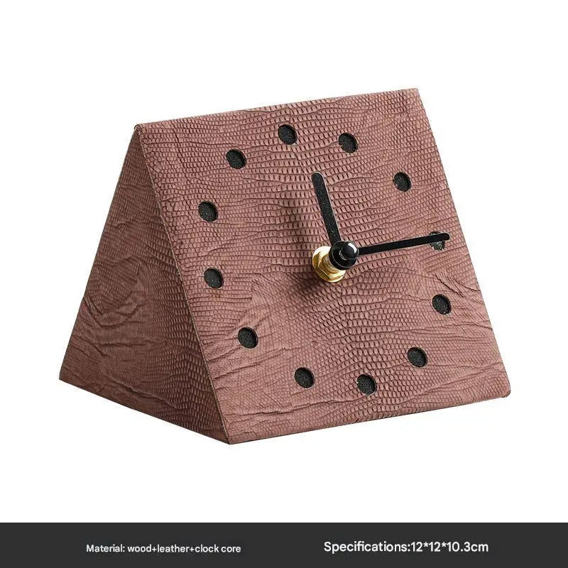 Italian Geometric Art Leather Table Clock