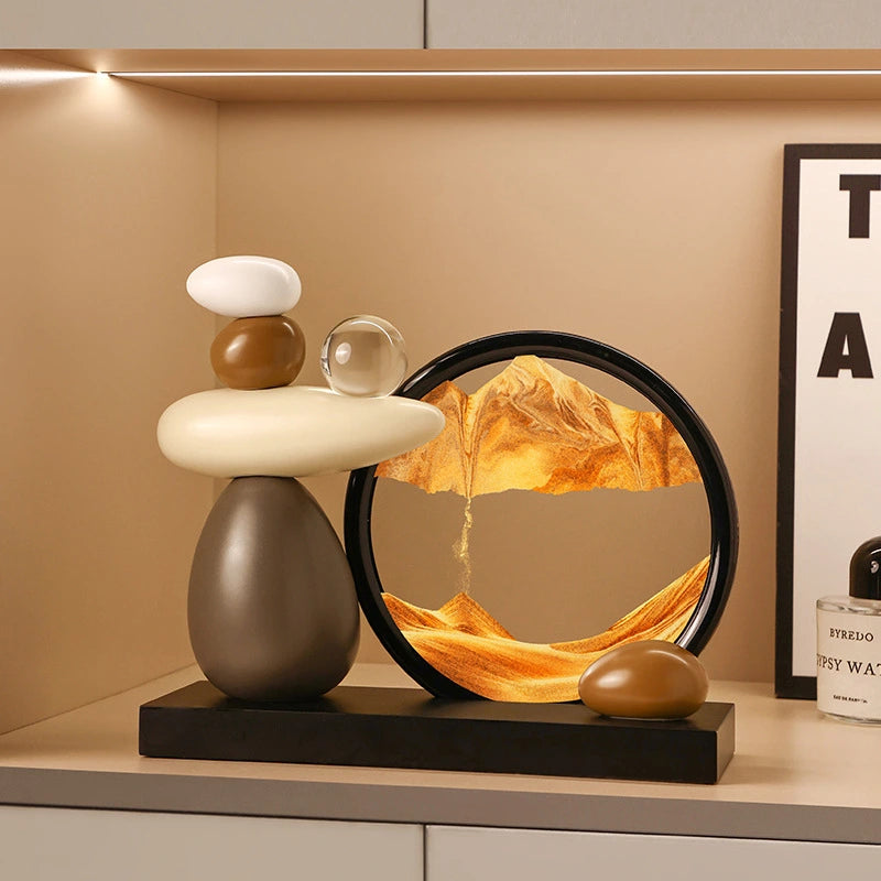 Stone Comes to Life Quick sand Painting – 7″ Black Frame with Gold Accent