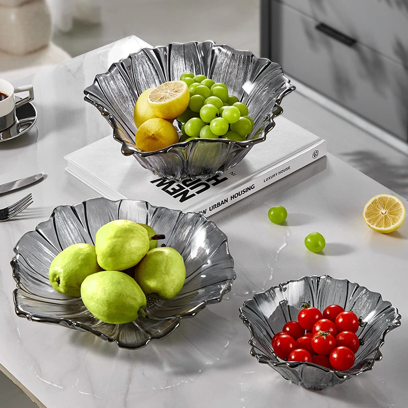 Sunflower Glass Fruit Plate – Light Luxury Style Table Decor