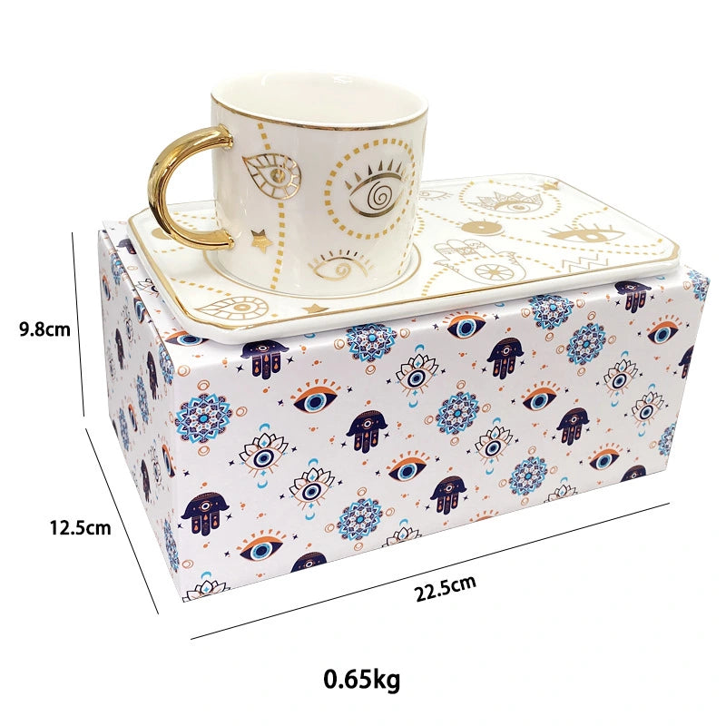 كوب قهوة سيراميك عصري على شكل عين الشيطان مع صلصة كبيرة