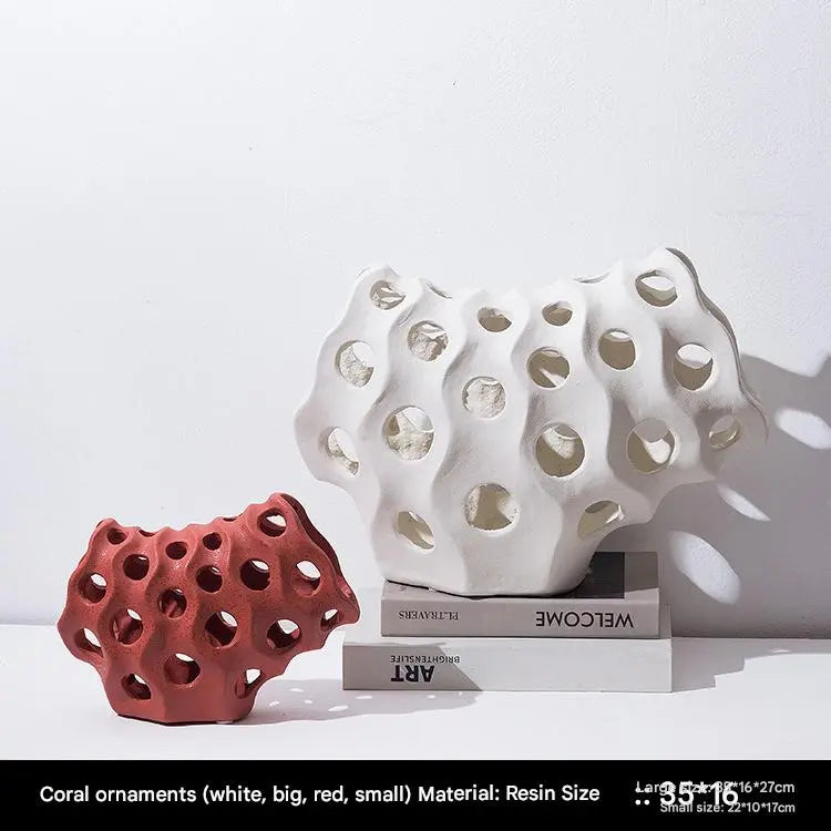 Modern Minimalist Coral Geometric dinosaur Ornaments – Resin