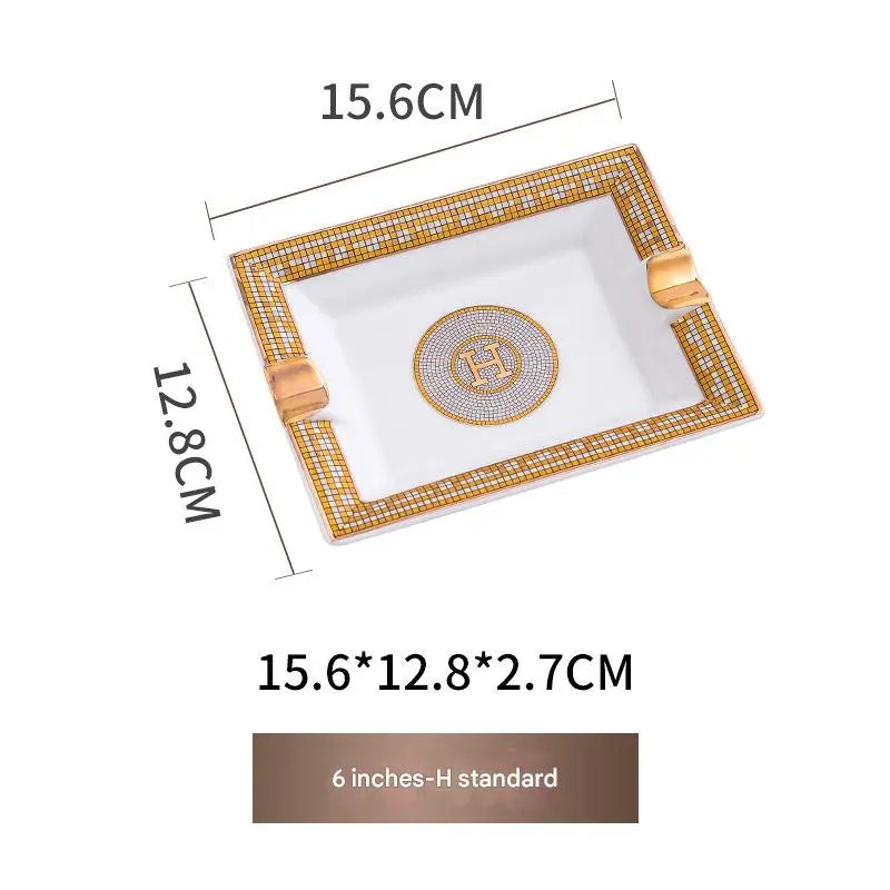 Herrmes and Verrsace Ceramic Ashtray Rectangle