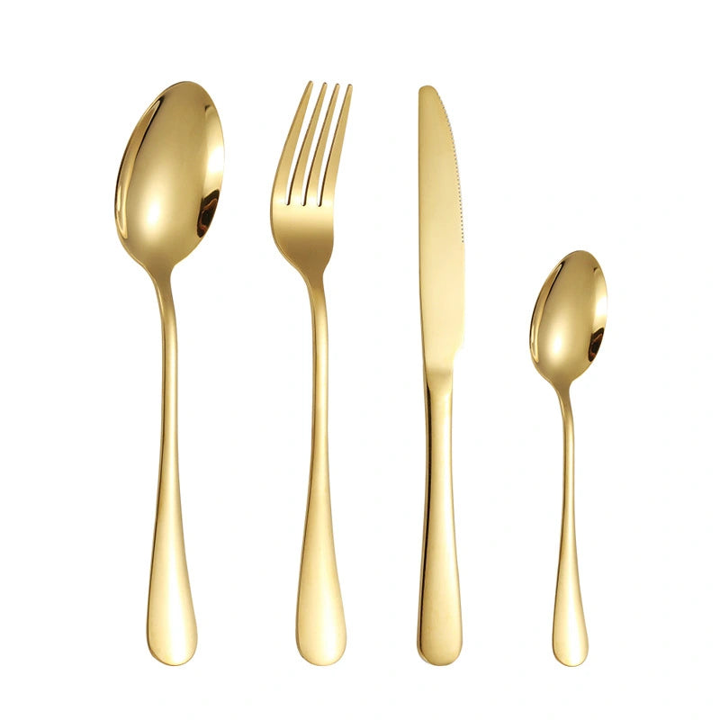 24-piece Set Stainless Steel Knife, Fork and Spoon Gold