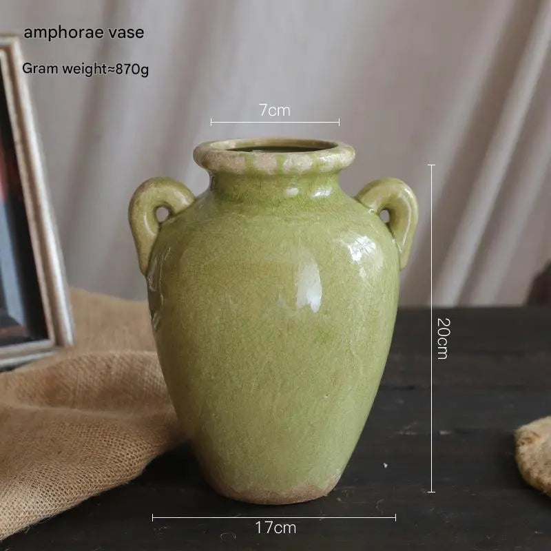 Dark Green Vintage Hydroponic Flower Vase