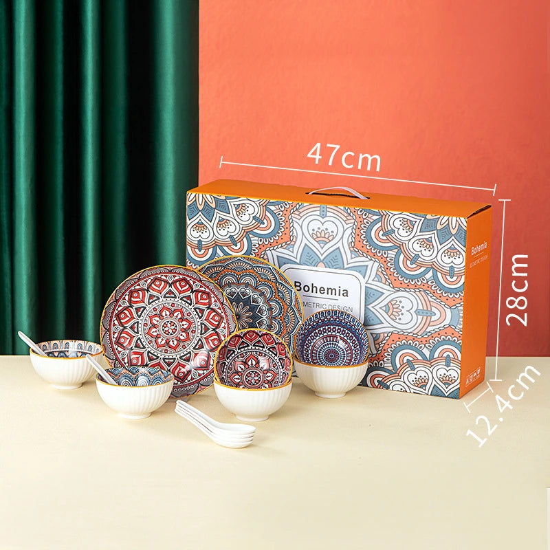Ceramic Bohemian Style Bowls and Spoons and Plates
