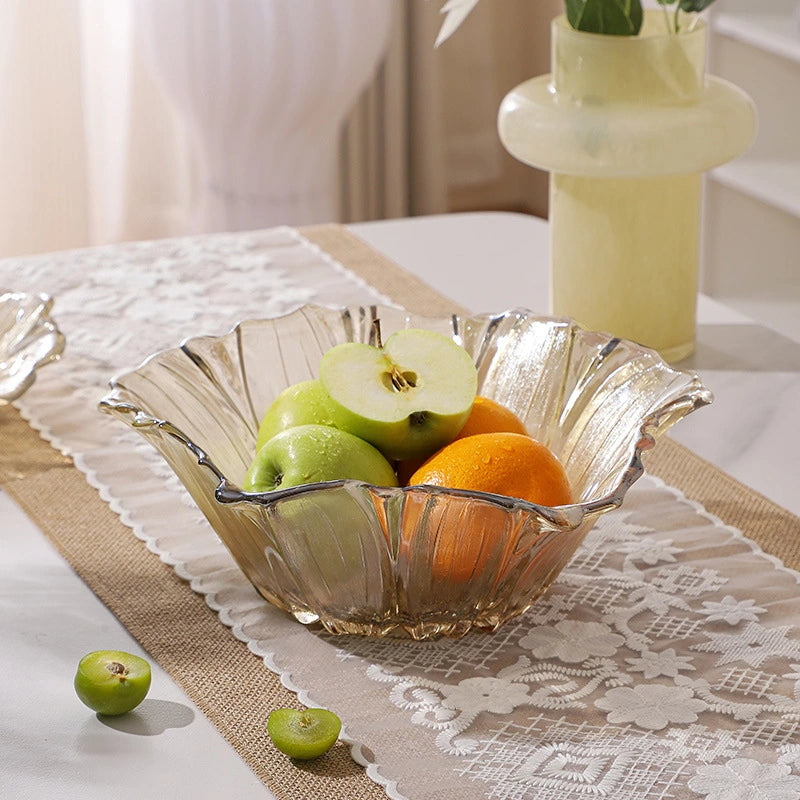 Sunflower Glass Fruit Plate – Light Luxury Style Table Decor