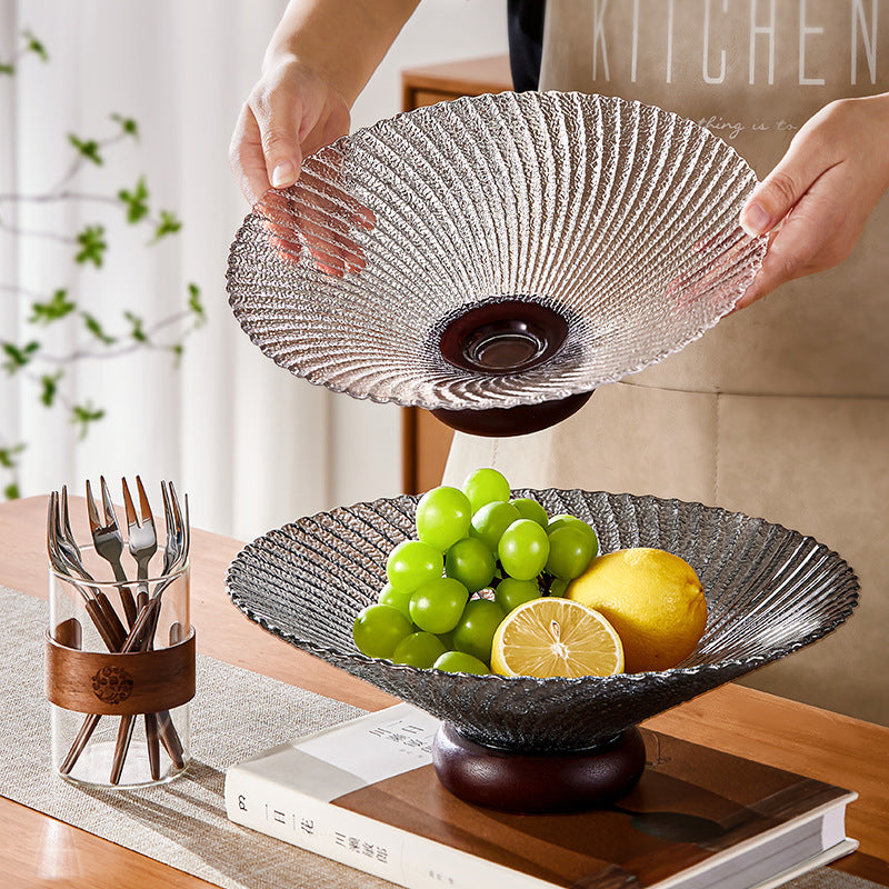 High-End Chinese Style Snack Plate Set Fruit Tray Wood Base