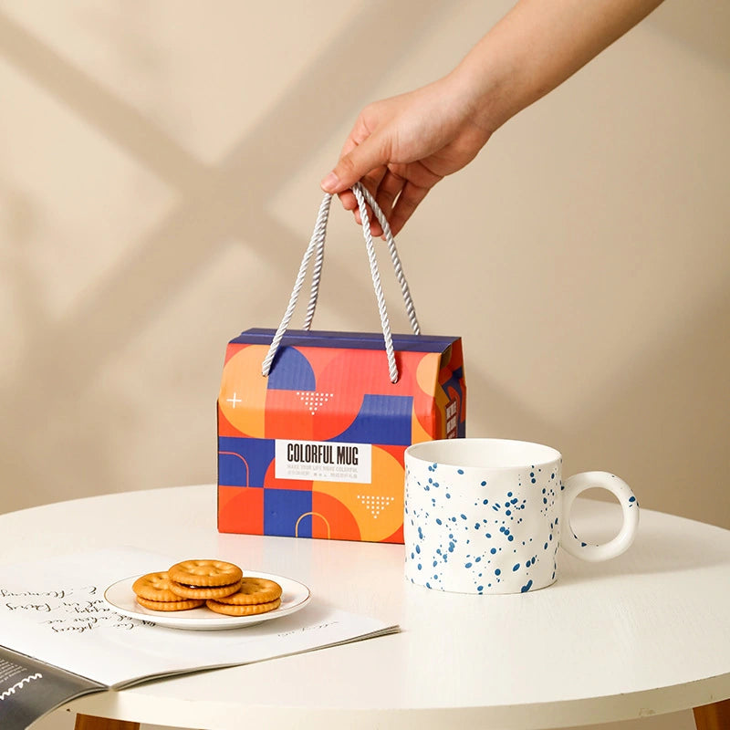 كوب سيراميك مرشوش مع ملعقة دب، صندوق هدايا تذكاري