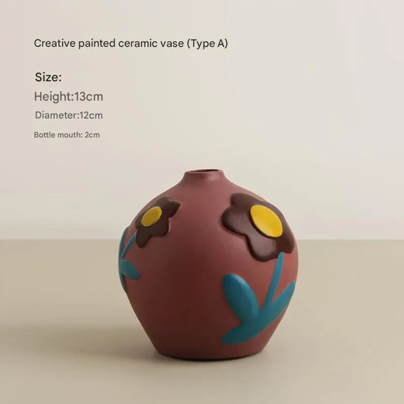 مزهرية زهرية مرسومة يدويا